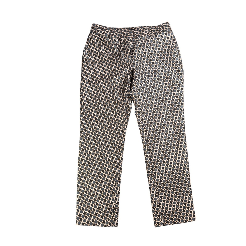 Ann Taylor Factory Signature Geometric Print Dress Pants Size 0 Work Black‎